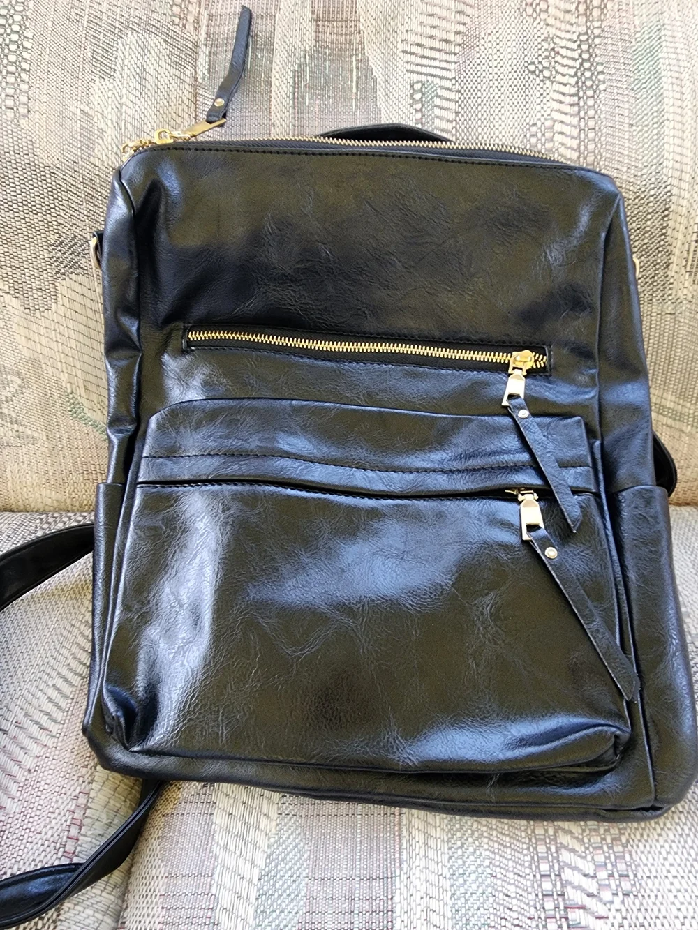 Black Backpack with Front Zip Pockets